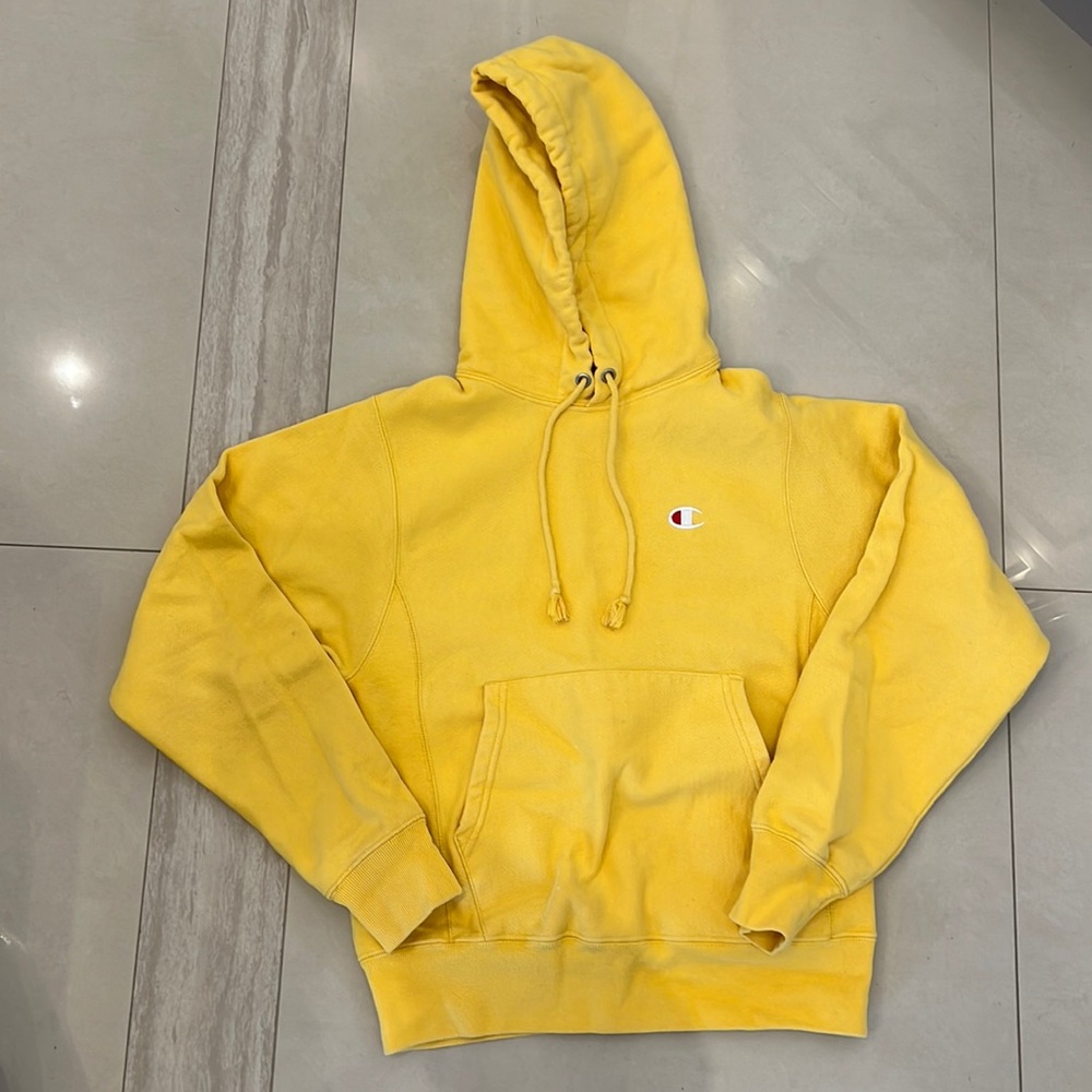 CHAMPION REVERSE WEAVE YELLOW HOODIE